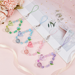 4Pcs Resin & Acrylic Mobile Straps&nbsp;HJEW-DR00101