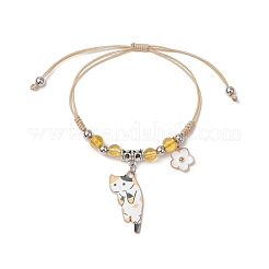 Natural Yellow Quartz Beads Braided Bead Bracelets&nbsp;BJEW-TA00621-05