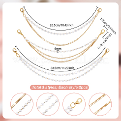 6Pcs 3 Styles Alloy & Imitation Pearl Three-layer Boot Strap Chains&nbsp;HJEW-PH0002-14