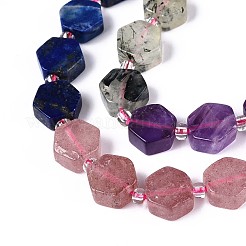 Natural Lapis Lazuli & Amethyst & Rose Quartz & Amazonite & Prehnite & Strawberry Quartz & Sunstone 7 Chakra Beads Strands&nbsp;G-P534-A27-01