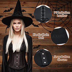 Imitation Leather Wide Elastic Chain Belt&nbsp;AJEW-WH0314-148A