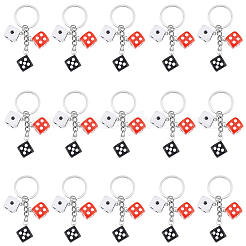 20Pcs Opaque Resin Dice Keychains&nbsp;KEYC-SC00023