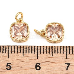 Brass Micro Pave Cubic Zirconia Charms&nbsp;KK-Q085-07G-02