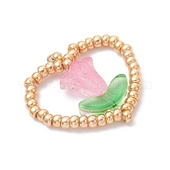 MIYUKI Glass Seed Beaded Heart and Flower Pendants&nbsp;PALLOY-MZ01079-03