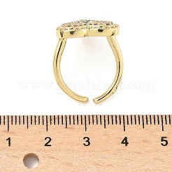 Heart Brass Micro Pave Cubic Zirconia Cuff Rings for Women&nbsp;RJEW-A069-12G-04