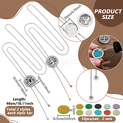 2Pcs 2 Styles Adjustable Stainless Steel Hollow Flat Round Diffuser Locket Pendant Lariat Necklaces&nbsp;NJEW-PH0001-49