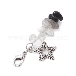 Natural Quartz Crystal & Obsidian & Labradorite & Synthetic White Howlite Chip Beads Pendant Decorations&nbsp;HJEW-JM02127