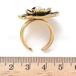 304 Stainless Steel Flower Open Cuff Rings&nbsp;RJEW-A086-03G