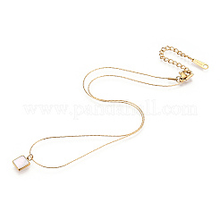 Ion Plating(IP) Shell Square Pendant Necklaces&nbsp;NJEW-P296-01G-A