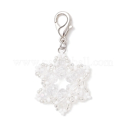 Glass Snowflake Pendant Decorations&nbsp;HJEW-MZ00340