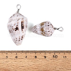 Brass & Natural Cone Shell Pendants&nbsp;SHEL-Q029-21P