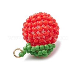 Handmade Glass Seed Beaded Apple Pendants&nbsp;PALLOY-MZ00397