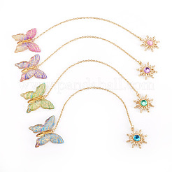 4Pcs Butterfly Sun Acrylic & Alloy Resin Charm Bookmark&nbsp;AJEW-TA00044