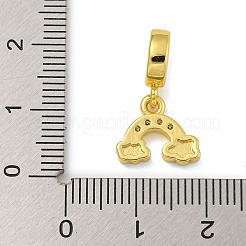 Rack Plating Brass Micro Pave Clear Cubic Zirconia European Dangle Charms&nbsp;KK-I718-20G