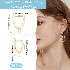 20Pcs Rack Plating Eco-friendly Brass Hoop Earring Findings with Latch Back Closure&nbsp;KK-BBC0027-50G