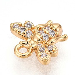 Brass Micro Pave Clear Cubic Zirconia Pendants&nbsp;KK-T075-19G-01