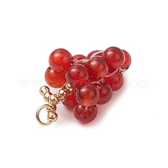 4Pcs 4 Colors Natural Quartz Crystal & Carnelian & Green Aventurine & Amethyst Round Cluster Pendants&nbsp;PALLOY-TA00204