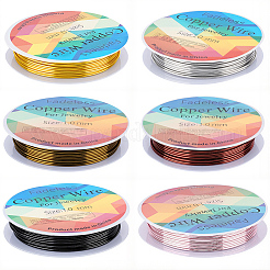 6 Rolls 6 Colors Round Copper Jewelry Wire&nbsp;CWIR-BBC0001-12