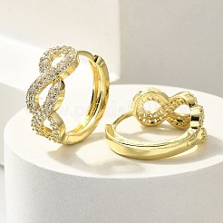 Brass Clear Cubic Zirconia Hoop Earrings&nbsp;EJEW-M047-25G