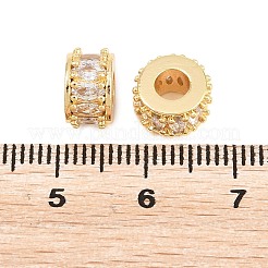 Brass Micro Pave Clear Cubic Zirconia European Beads&nbsp;KK-B186-17G