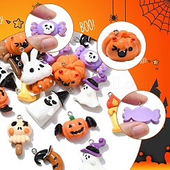 20Pcs 10 Styles Halloween Theme Opaque Resin Pendants&nbsp;RESI-YW0001-86