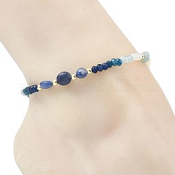 Dyed Natural Malaysia Jade & Blue Aventurine & Amazonite Beads Beaded Anklets for Women&nbsp;AJEW-AN00832-03