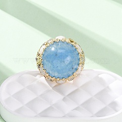 Half Round Natural Dyed Jade Cubic Zirconia Cuff Rings&nbsp;RJEW-M076-01G-04