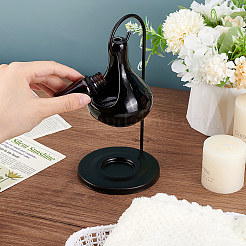 Ceramic Teardrop Candle Holder Oil Burner with Iron Rack&nbsp;DJEW-WH0015-116B