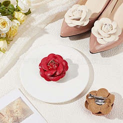 4Pcs 2 Styles Flower Imitation Leather Shoe Decoration&nbsp;AJEW-CL0005-01A