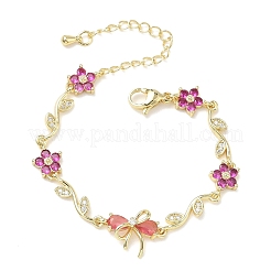 Brass Micro Pave Cubic Zirconia Link Chain Bracelets for Women&nbsp;BJEW-C156-04E-03G