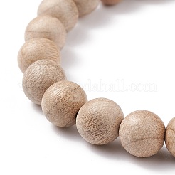 Natural Wood Round Beaded Stretch Bracelet&nbsp;BJEW-JB08213