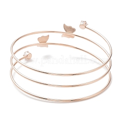 Ion Plating(IP) 304 Stainless Steel Triple Loops Wire Wrap Bangle&nbsp;BJEW-K227-01RG