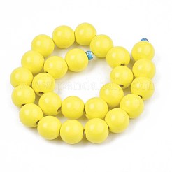 Spray Painted Natural Wood Beads Strands&nbsp;WOOD-S053-56F