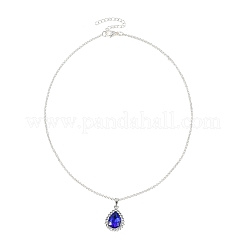 2Pcs 2 Styles Alloy Glass Teardrop Heart Pendant 304 Stainless Steel Rolo Chain Necklaces for Women&nbsp;NJEW-JN06499