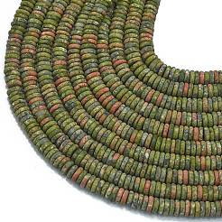 Frosted Natural Unakite Beads Strands&nbsp;G-K389-C21-01
