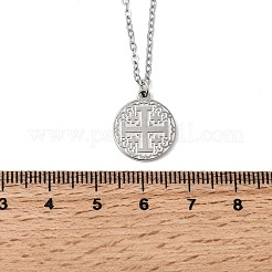 Jerusalem Cross 304 Stainless Steel Medal Pendant Necklaces&nbsp;NJEW-D349-01P
