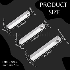 15Pcs 3 Styles 304 Stainless Steel Polished Pendant&nbsp;FIND-PH0020-86