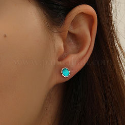 Cubic Zirconia Flat Round Stud Earrings&nbsp;TA4918