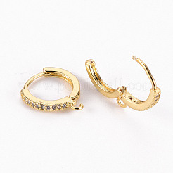 Brass Micro Pave Clear Cubic Zirconia Hoop Earring Findings&nbsp;ZIRC-S068-009A-NF