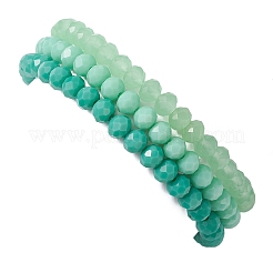 3Pcs Faceted Imitation Jade & Opaque Glass Rondelle Beaded Stretch Bracelets for Women&nbsp;BJEW-JB12563-03