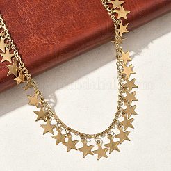 304 Stainless Steel Star Tassel Necklaces for Women&nbsp;NJEW-D328-04G