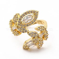 Clear Cubic Zirconia Leaf Open Cuff Ring&nbsp;KK-A180-50G