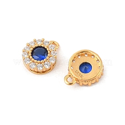 925 Sterling Silver Clear & Dark Blue Cubic Zirconia Flat Round Charms&nbsp;STER-NH0001-78G