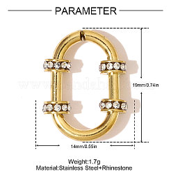 304 Stainless Steel Rhinestone Linking Rings&nbsp;STAS-OY007-88G