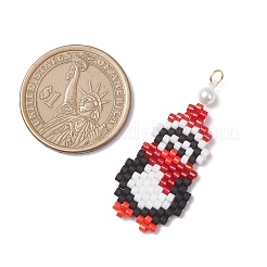 Christmas Glass Seed Beaded Penguin Pendants&nbsp;PALLOY-MZ01044-01