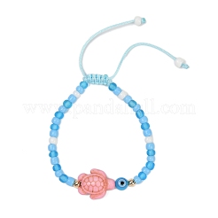 Tortoise Synthetic Turquoise Braided Bead Bracelets for Women&nbsp;BJEW-JB11695