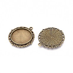 Tibetan Style Alloy Pendant Cabochon Settings&nbsp;TIBE-T003-06AB-01