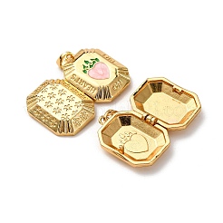 Brass Enamel Locket Pendants&nbsp;KK-K305-03G