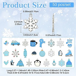 50Pcs 25 Styles Winter Theme Alloy Enamel Pendants&nbsp;ENAM-YW0005-59