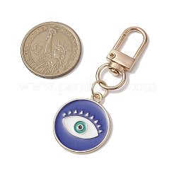 Flat Round with Evil Eye Alloy Enamel Pendant Decorations&nbsp;HJEW-JM02408-03